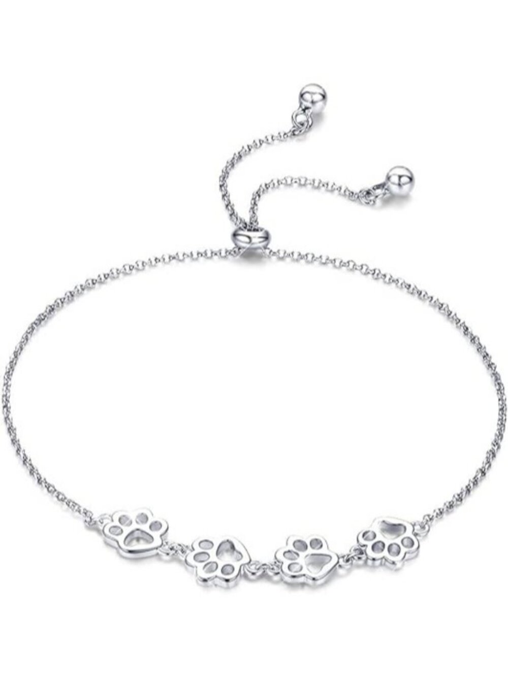 Dog Paw  925 Sterling Silver Paw Print Charm Bracelet for Women Cute